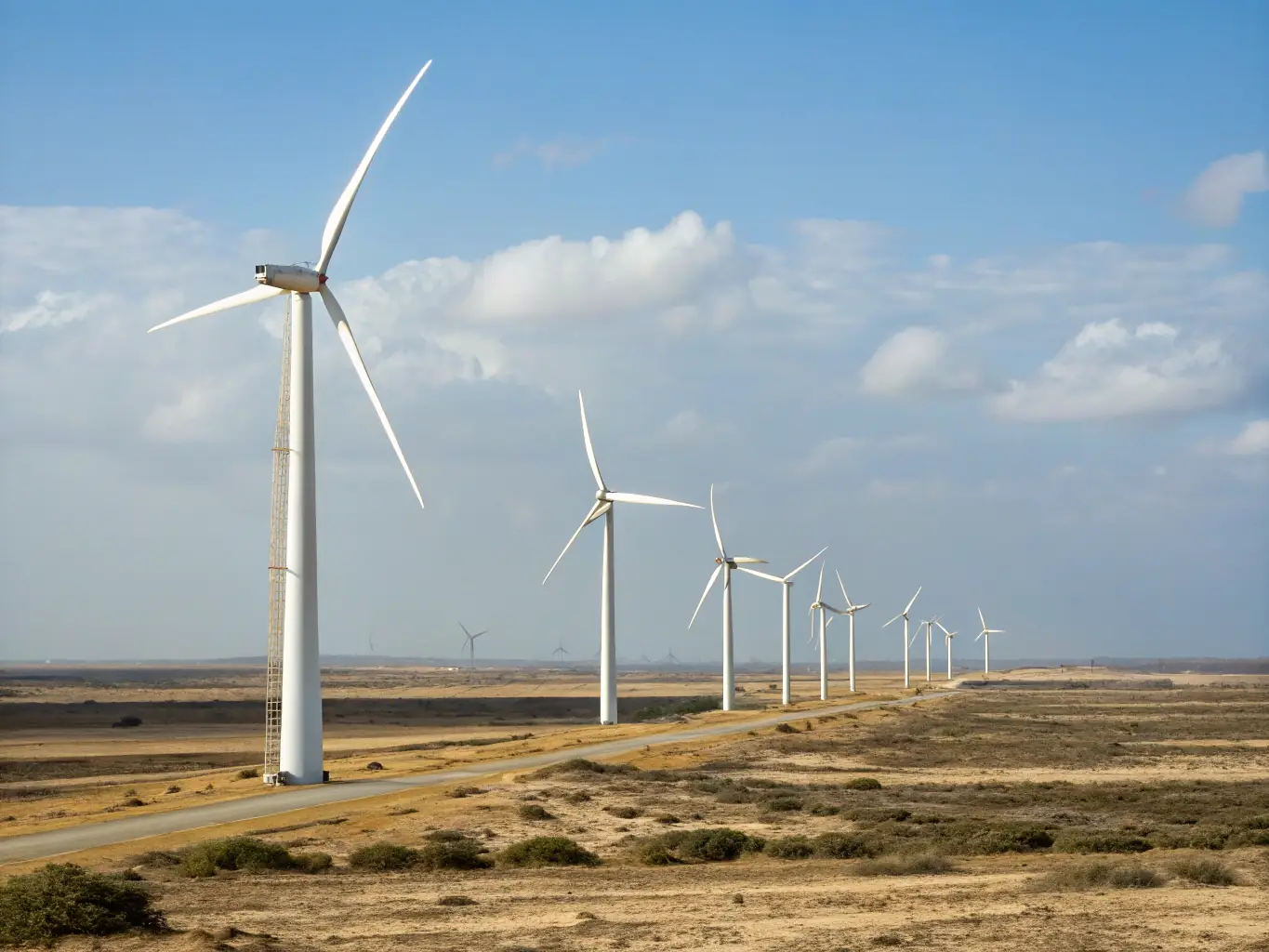 A wind turbine farm in the Congolese highlands, illustrating MANEWS Group's exploration of diverse renewable energy sources and its commitment to innovation.