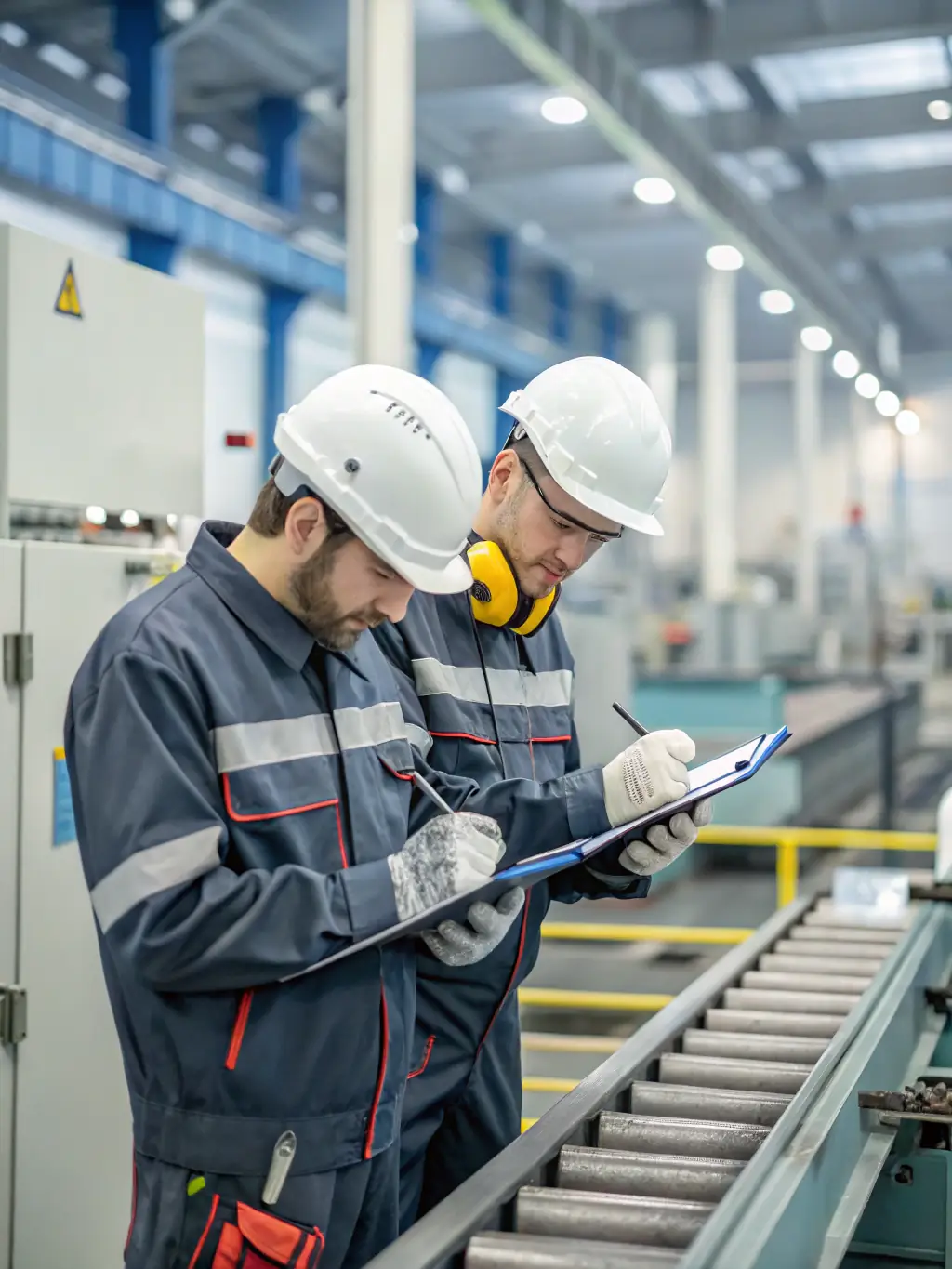 A team of technicians working on a complex industrial project, demonstrating MANEWS Group's expertise in technical services and industrial subcontracting.