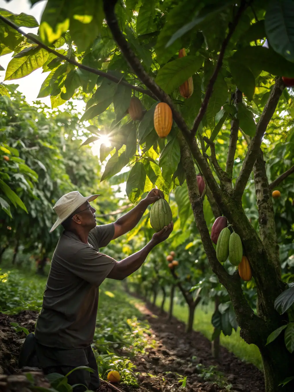 An aerial view of a Cacao de Mayombe plantation, highlighting MANEWS Group's commitment to sustainable and environmentally friendly practices.