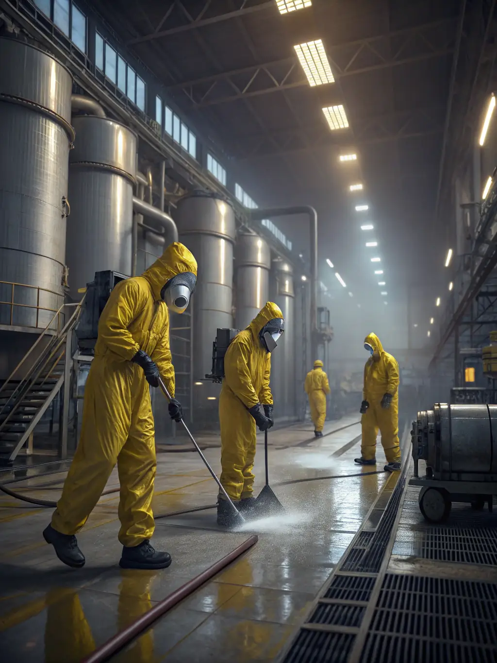 An image of SOFSERVICE SARL engineers performing maintenance on industrial equipment, showcasing their technical expertise and commitment to ensuring operational efficiency.